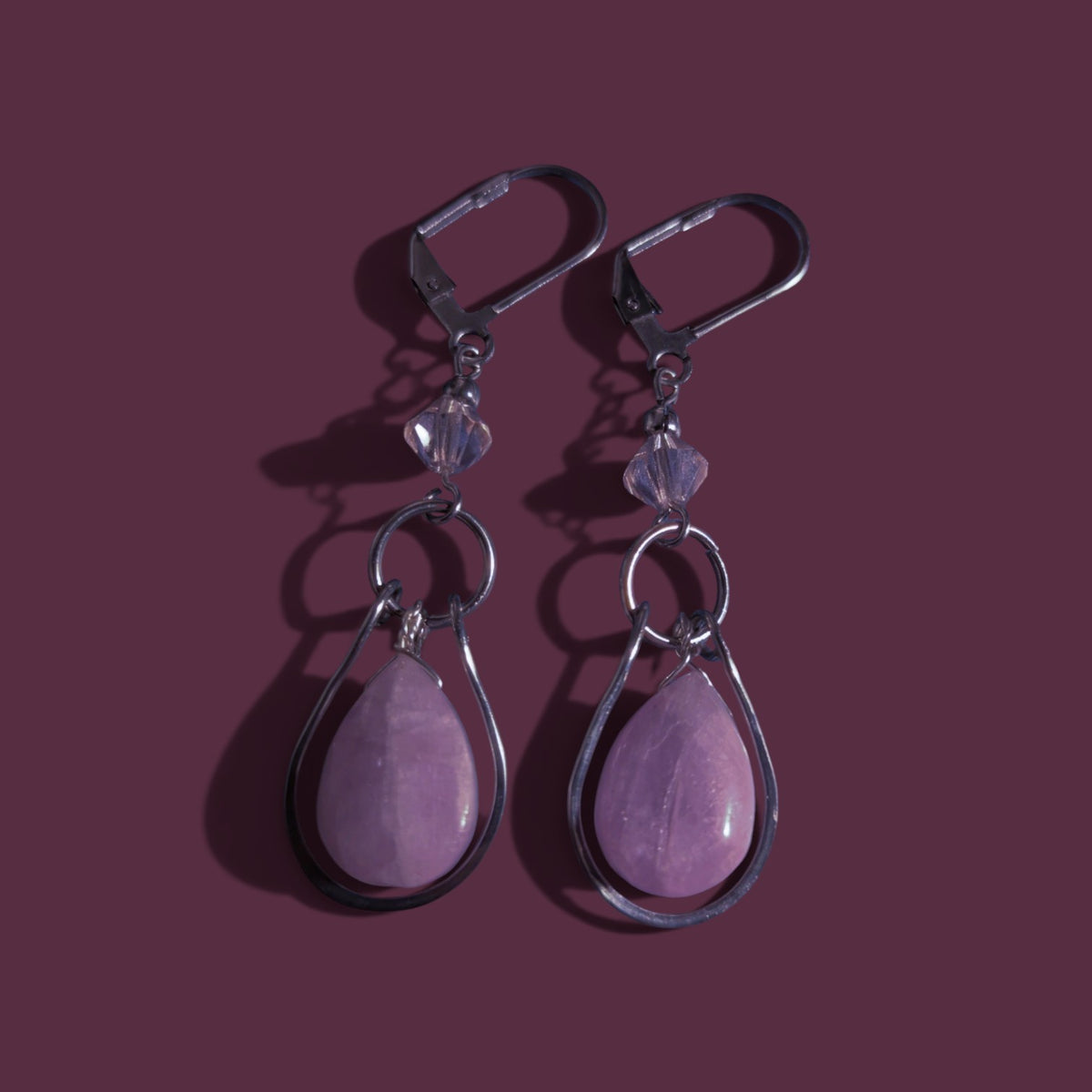 Kunzite teardrop earrings