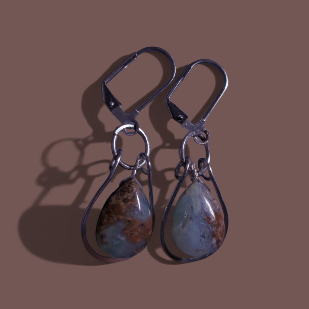 Australian chrysoprase teardrop earrings